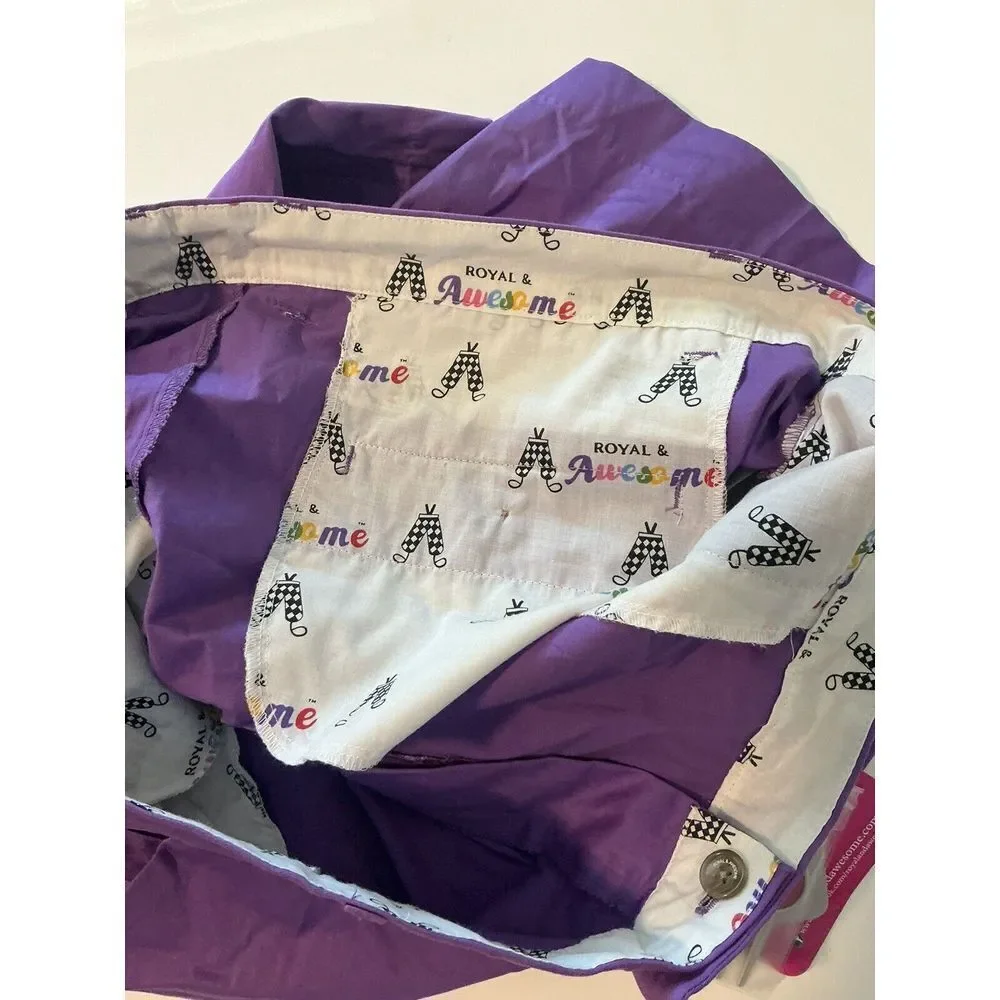 Royal and Awesome Men`s Golf Shorts Purple Patch Golf Shorts + Tool W 42 X10‎